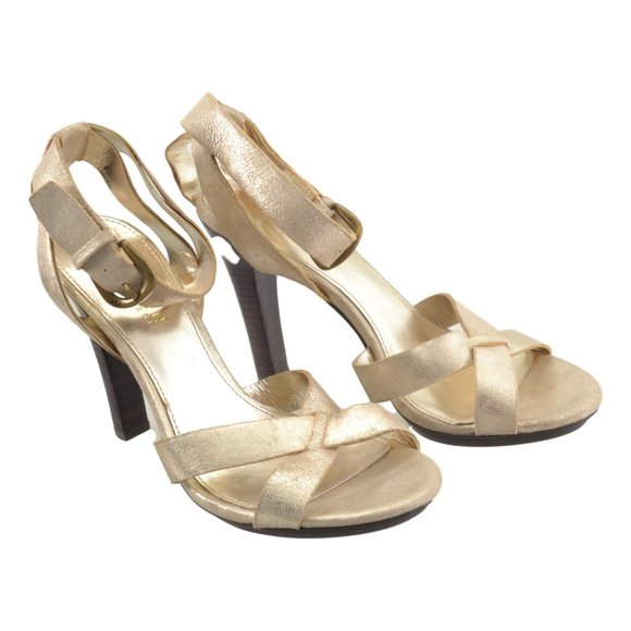 Ralph Lauren Shoes - Ralph Lauren Gold Ankle Strap Heels